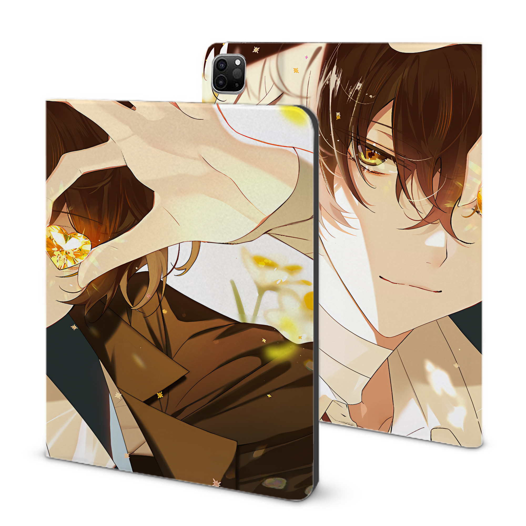 （画像用） 文豪ストレイドッグス Bungo Stray Dogs IPad ケース ブック型 PUレザー TPU 耐衝撃 軽量 薄型 ペン収納なし 全面保護 IPad 各モデル対応